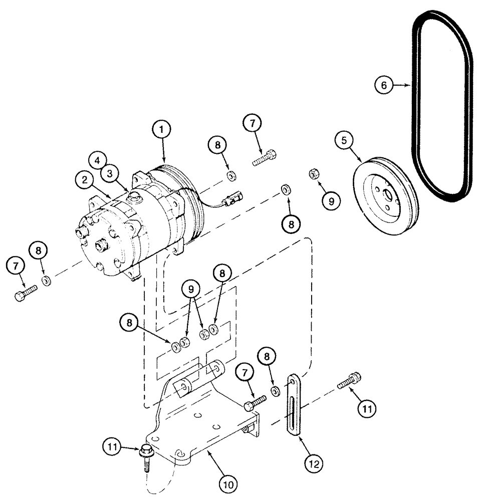 Схема запчастей Case IH 2388 - (09G-25) - AIR CONDITIONING - COMPRESSOR MOUNTING AND DRIVE (10) - CAB & AIR CONDITIONING