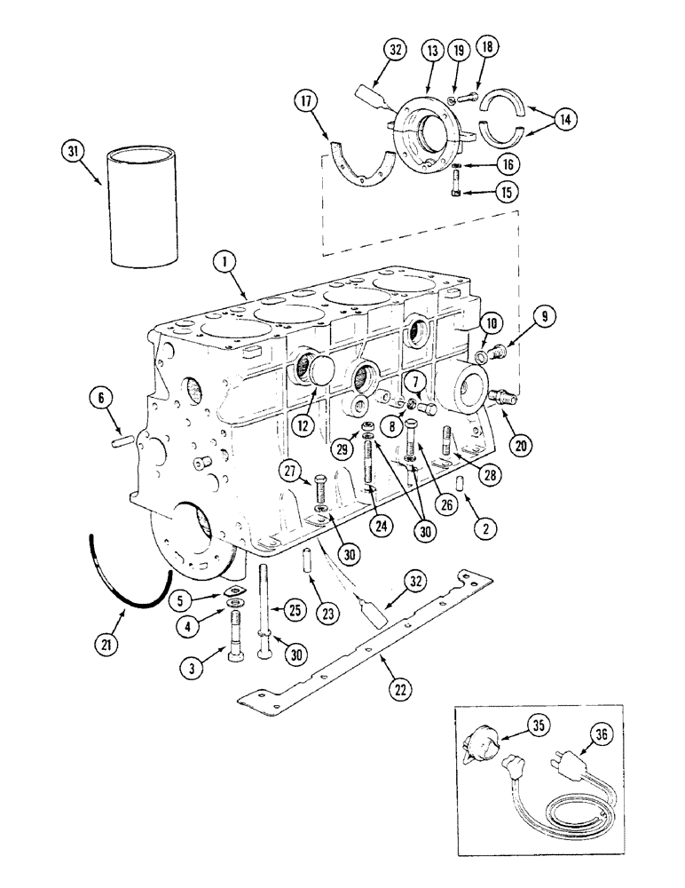 Схема запчастей Case IH 1294 - (2-16) - CYLINDER BLOCK ASSEMBLIES (02) - ENGINE