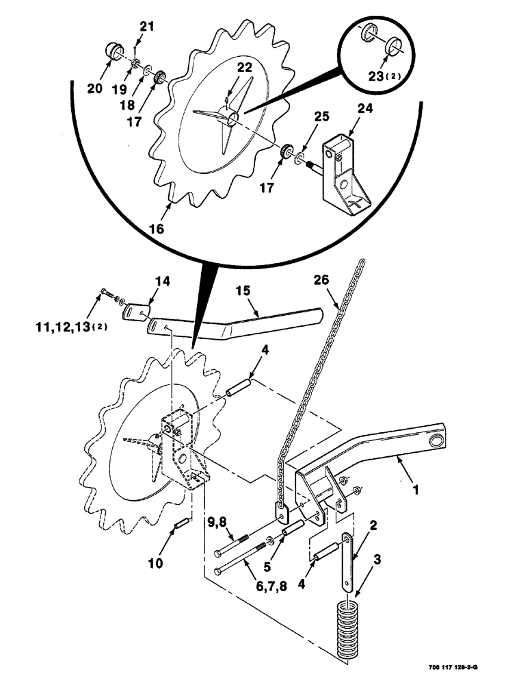 Схема запчастей Case IH 8420 - (03-04) - GATHERING WHEEL ASSEMBLY (LEFT) Pickup