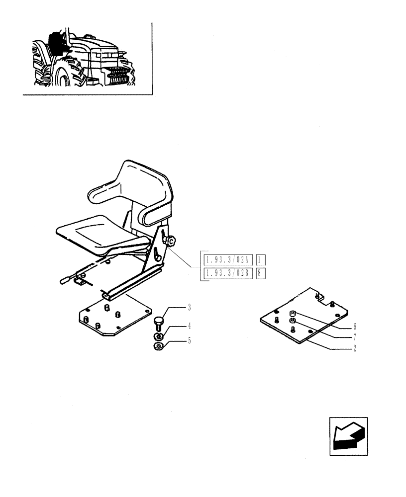 Схема запчастей Case IH JX90 - (1.93.3/02) - (VAR.191) DELUXE VINYL SEAT WITH BELTS, SUPPORT (10) - OPERATORS PLATFORM/CAB