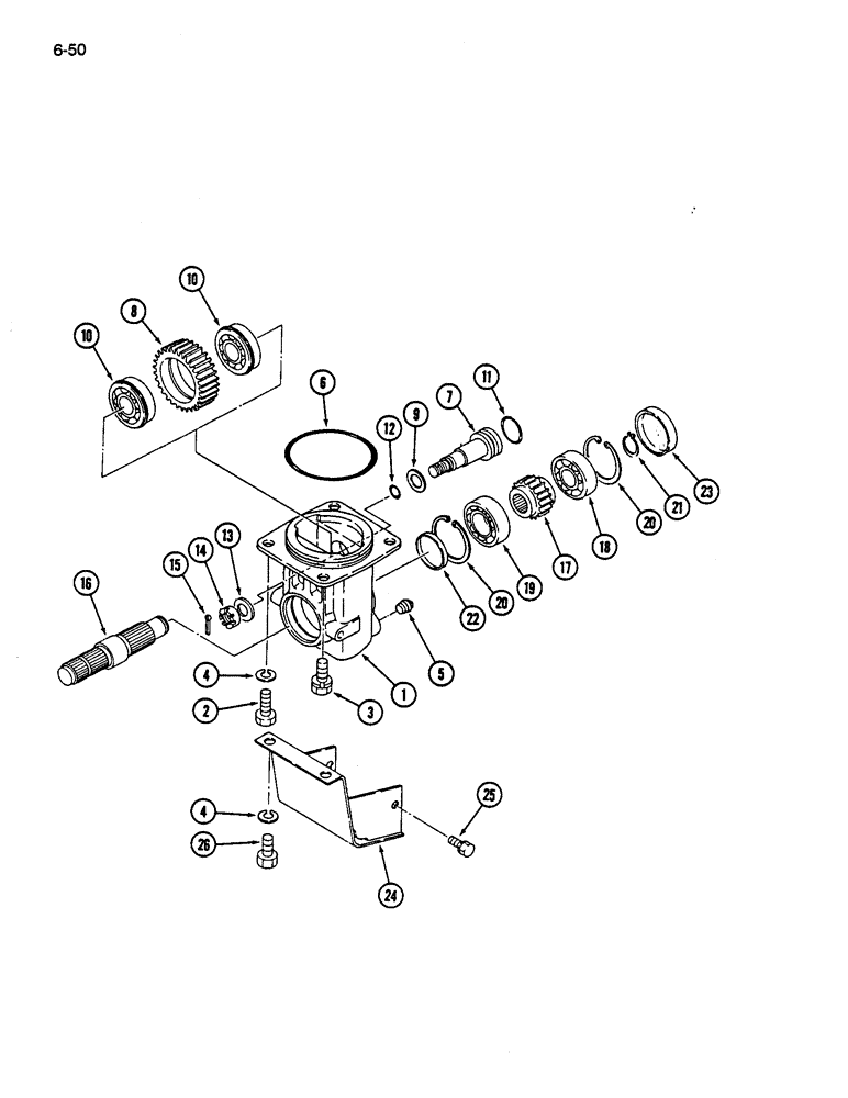 Схема запчастей Case IH 245 - (6-50) - MID POWER TAKEOFF, SYNCHROMESH TRANSMISSION (06) - POWER TRAIN