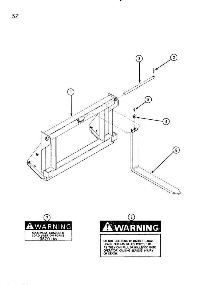 Схема запчастей Case IH 96L - (32) - FORK LIFT ATTACHMENT (82) - FRONT LOADER & BUCKET