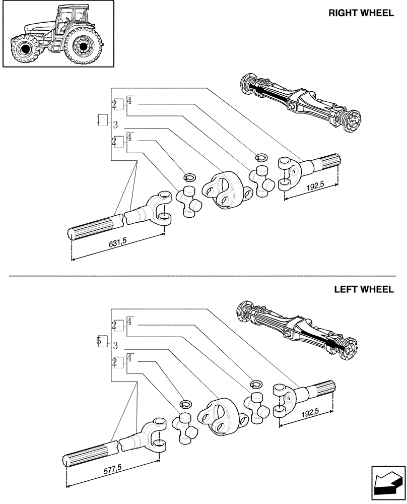 Схема запчастей Case IH JX80U - (1.40.0/104[01]) - (VAR.322) HIGH SPEED RING GEAR AND PINION - 4WD - HALF SHAFTS (04) - FRONT AXLE & STEERING