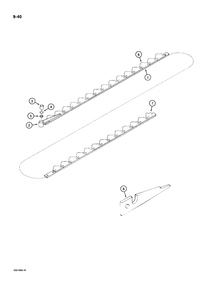 Схема запчастей Case IH 1300 - (9-40) - SEVEN FOOT KNIVES AND SECTIONS, KNIVES WITH HEAVY SERRATED SECTIONS (09) - CHASSIS/ATTACHMENTS