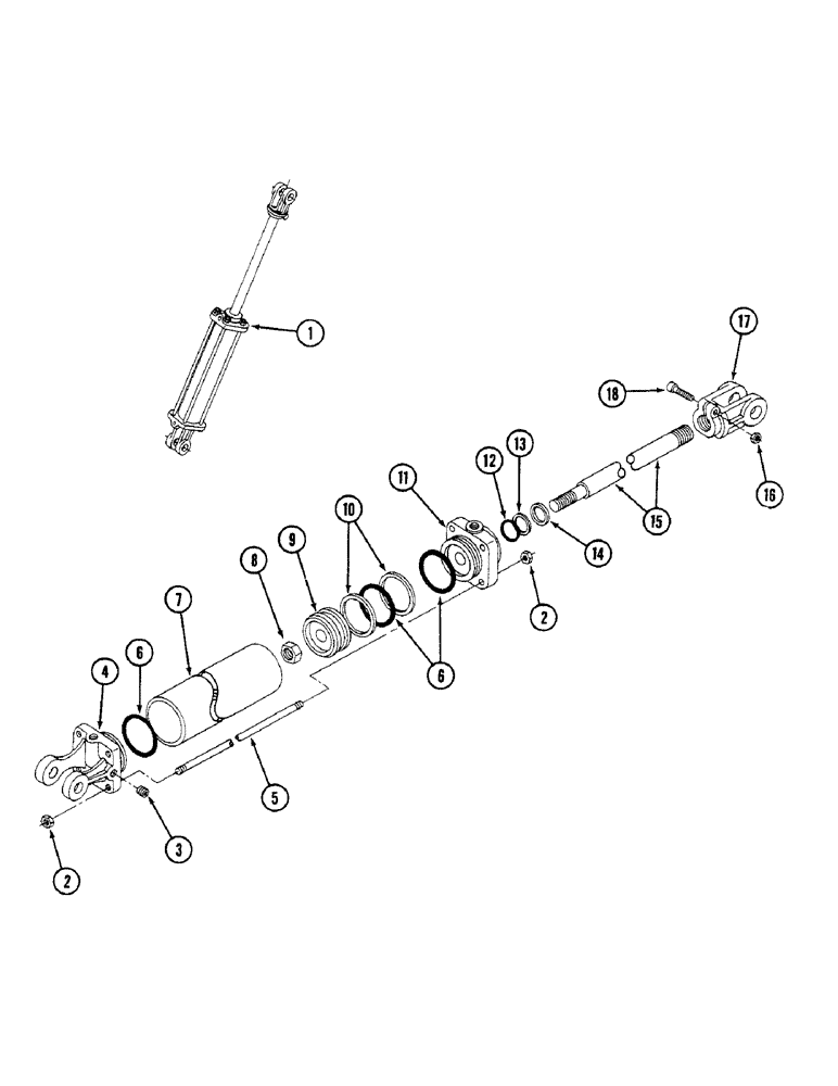 Схема запчастей Case IH 3450 - (14) - HYDRAULIC LATCH CYLINDER, 3 INCH BORE (76 MM) X 16 INCH STROKE (406 MM) 