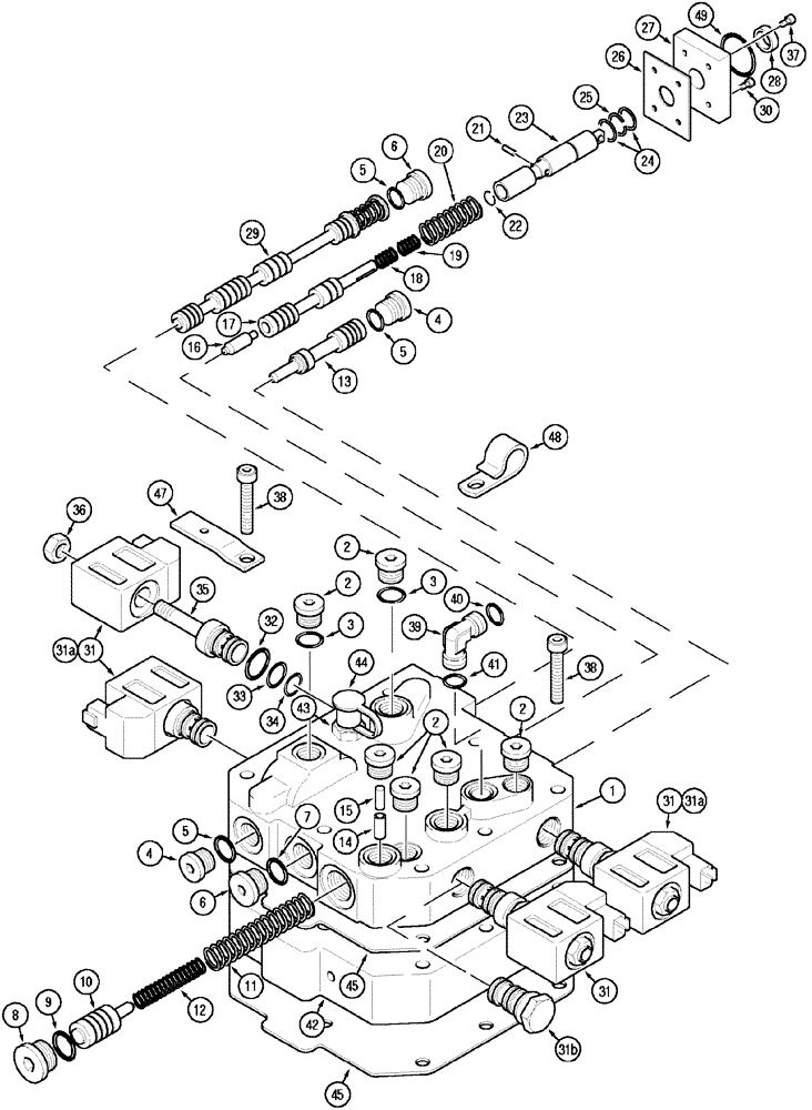 Схема запчастей Case IH MX120 - (06-22) - FORWARD / NEUTRAL / REVERSE SHUTTLE VALVE (06) - POWER TRAIN