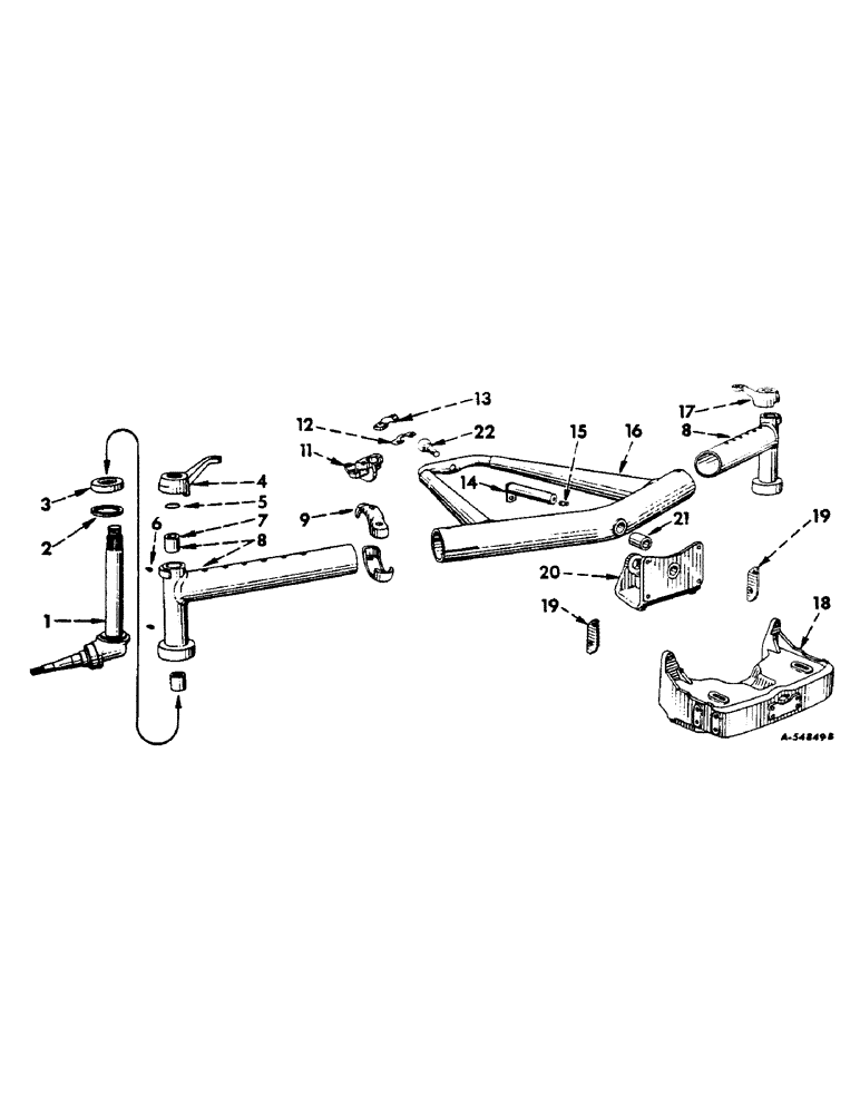 Схема запчастей Case IH 460 - (135) - FRONT AXLE, STEERING KNUCKLES, ADJUSTABLE FRONT AXLE & SUPPORTS, INTERNATIONAL 460 SERIES (04) - FRONT AXLE