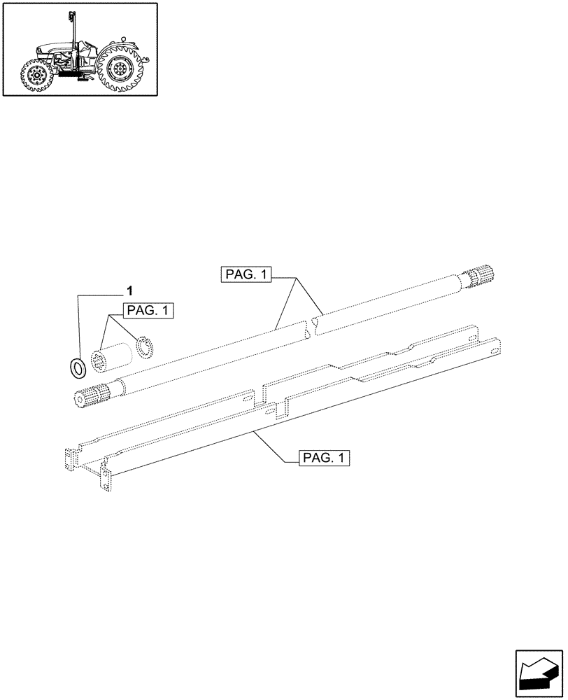 Схема запчастей Case IH JX1060C - (1.38.5[02]) - 4WD PROPELLER SHAFT (04) - FRONT AXLE & STEERING