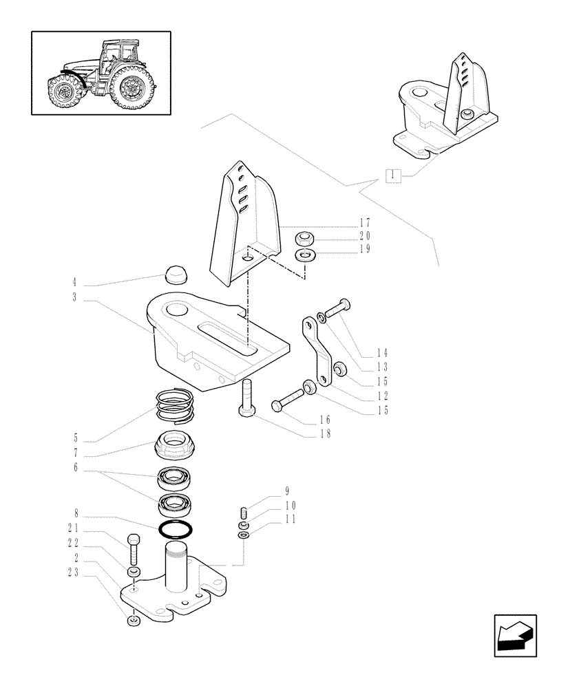 Схема запчастей Case IH JX1080U - (1.43.0/06[01C]) - (VAR.486) DYNAMIC WIDE FRONT FENDERS (4WD) - CL.1 FRONT AXLE - SUPPORTS - ARMS - D5408 (04) - FRONT AXLE & STEERING