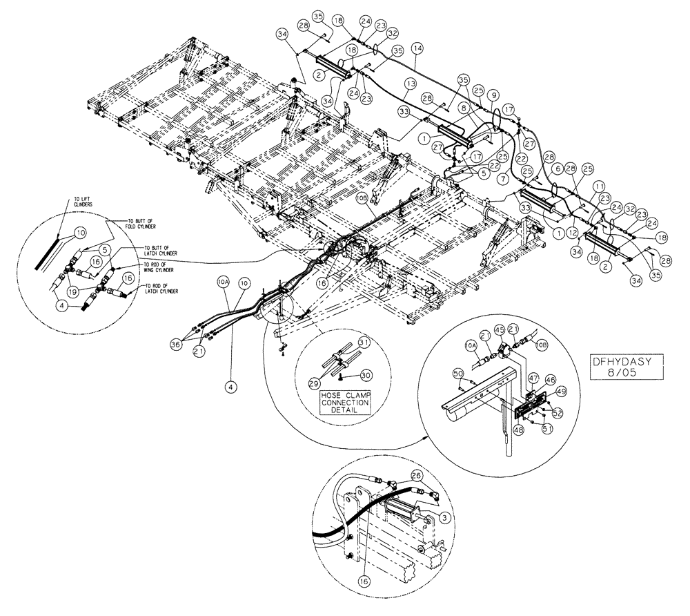 Схема запчастей Case IH TIGERMATE II - (35.100.05) - DOUBLE FOLD WING LIFT HYDRAULICS 48-1/2 THROUGH 50-1/2 (35) - HYDRAULIC SYSTEMS