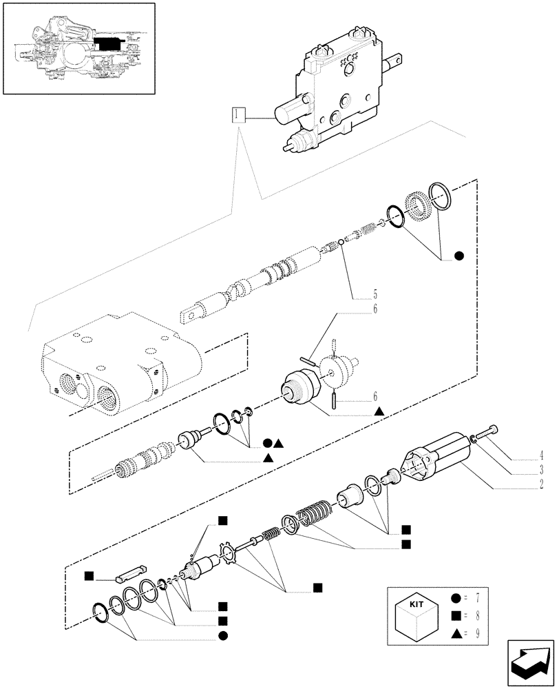 Схема запчастей Case IH JX1090U - (1.82.7/03B[01]) - (VAR.411) TWO CONTROL VALVES - (BOSCH) - PARTS (07) - HYDRAULIC SYSTEM