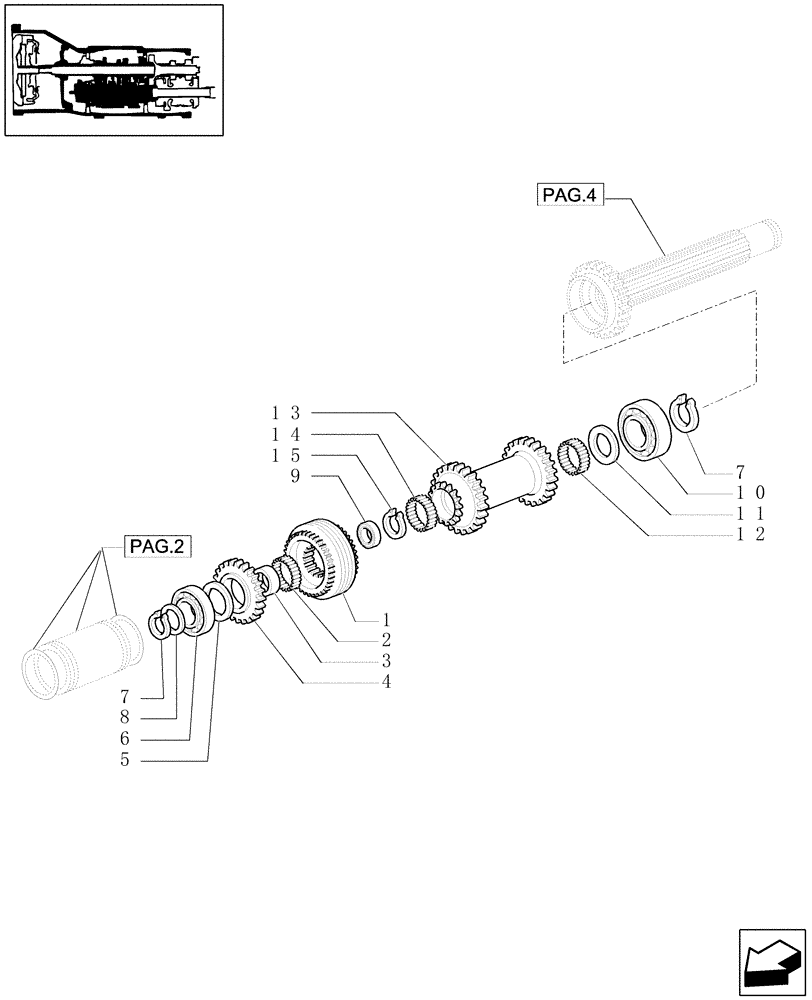 Схема запчастей Case IH JX1090U - (1.27.1[03]) - (VAR.271-272-274-276-296) (HI-LO) AND SYNCHRONIZED REVERSING GEAR - 30-40 KM/H - GEARS (03) - TRANSMISSION