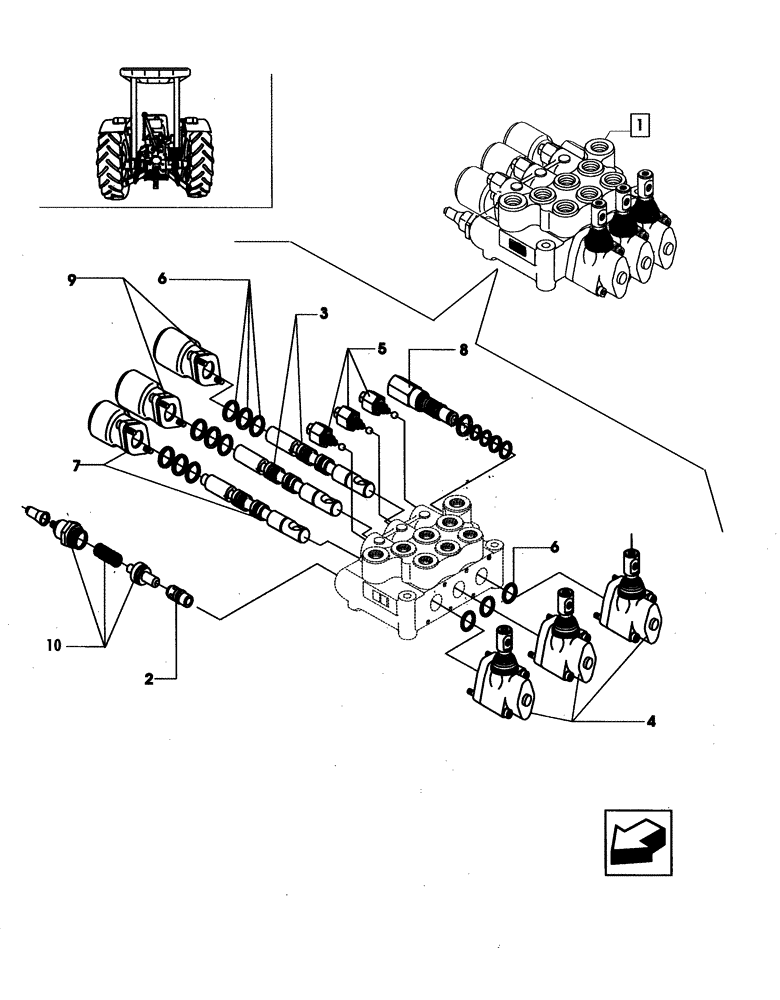 Схема запчастей Case IH JX80 - (1.82.7/ A) - (VAR.103) 3 CONTROL VALVES (2 S/D W/FLOAT W/KICK OUT + 1 S/D W/KICK OUT) - PARTS COMPONENTS (07) - HYDRAULIC SYSTEM