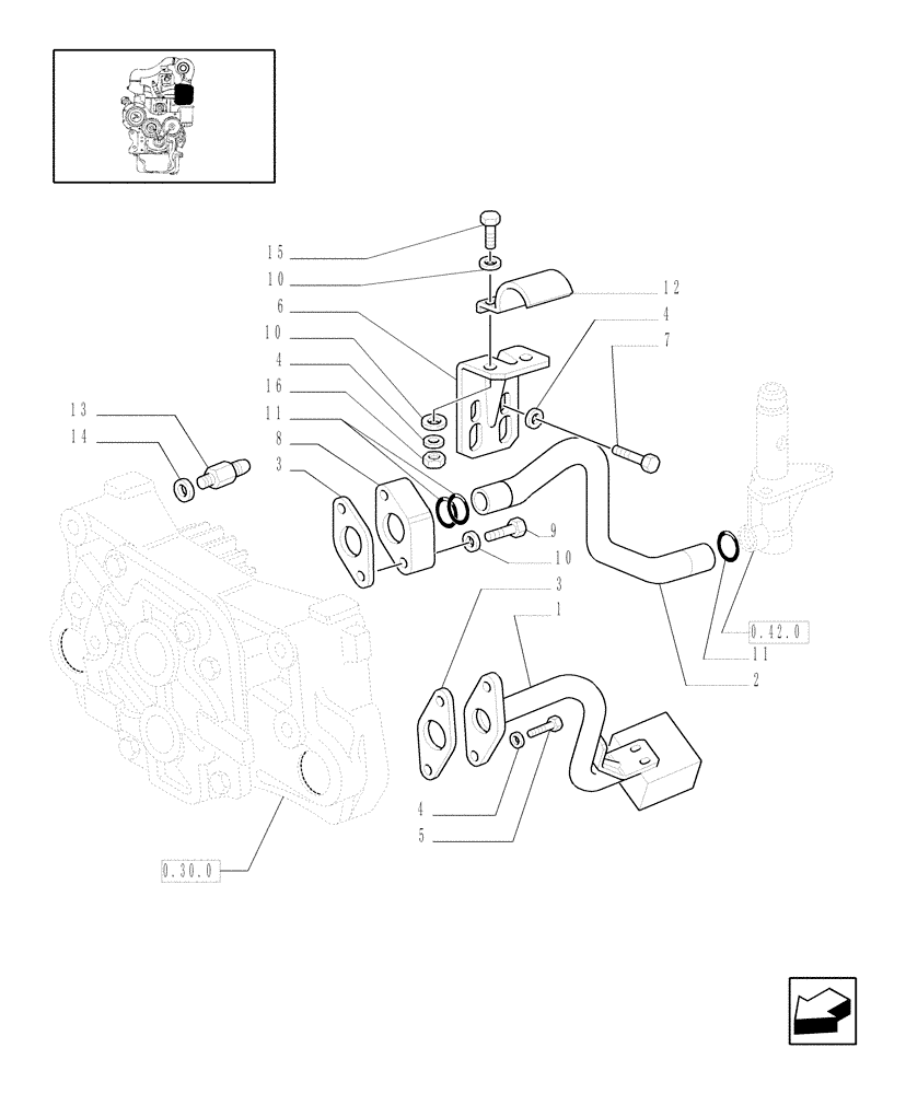 Схема запчастей Case IH JX1075N - (0.30.5) - PIPING ENGINE OIL (01) - ENGINE