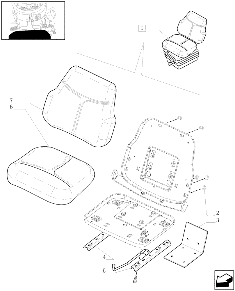 Схема запчастей Case IH JX1075N - (1.92.85/06B[01]) - (VAR.155) WHEAT PVC SEAT WITH BELTS, WITHOUT SWITCH - L/CAB - BREAKDOWN - D5644 (10) - OPERATORS PLATFORM/CAB