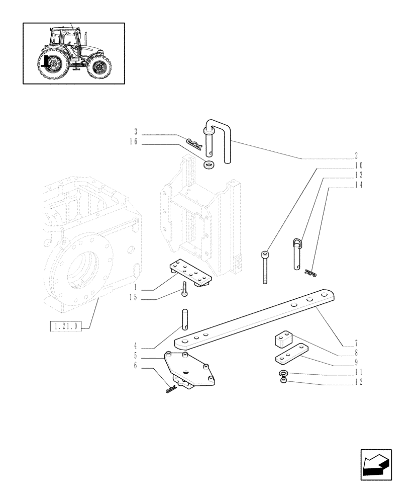 Схема запчастей Case IH JX95 - (1.89.0/03) - (VAR.912/1) SWINGING DRAWBAR FOR HITCH AND SUPPORT - (GERMANY) (09) - IMPLEMENT LIFT