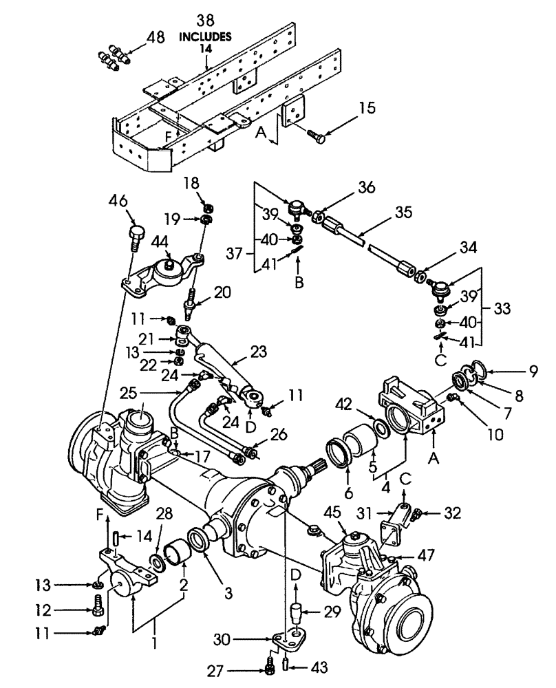 Схема запчастей Case IH DX35 - (04.05) - FRONT AXLE & STEERING W/FWD (04) - FRONT AXLE & STEERING