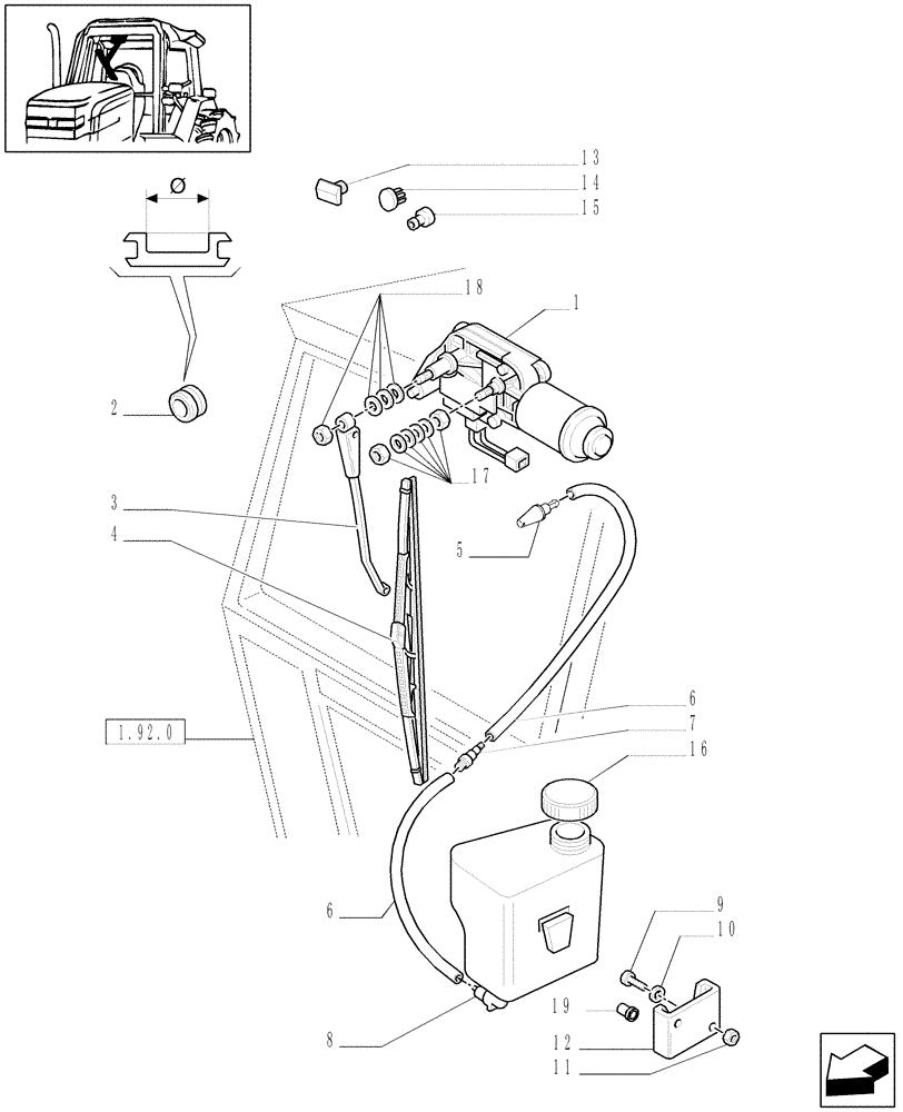 Схема запчастей Case IH JX90U - (1.91.5) - CAB - FRONT WINDSHIELD WIPER (10) - OPERATORS PLATFORM/CAB