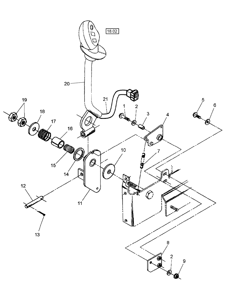 Схема запчастей Case IH WDX1701 - (018) - FNR HANDLE (33) - BRAKES & CONTROLS