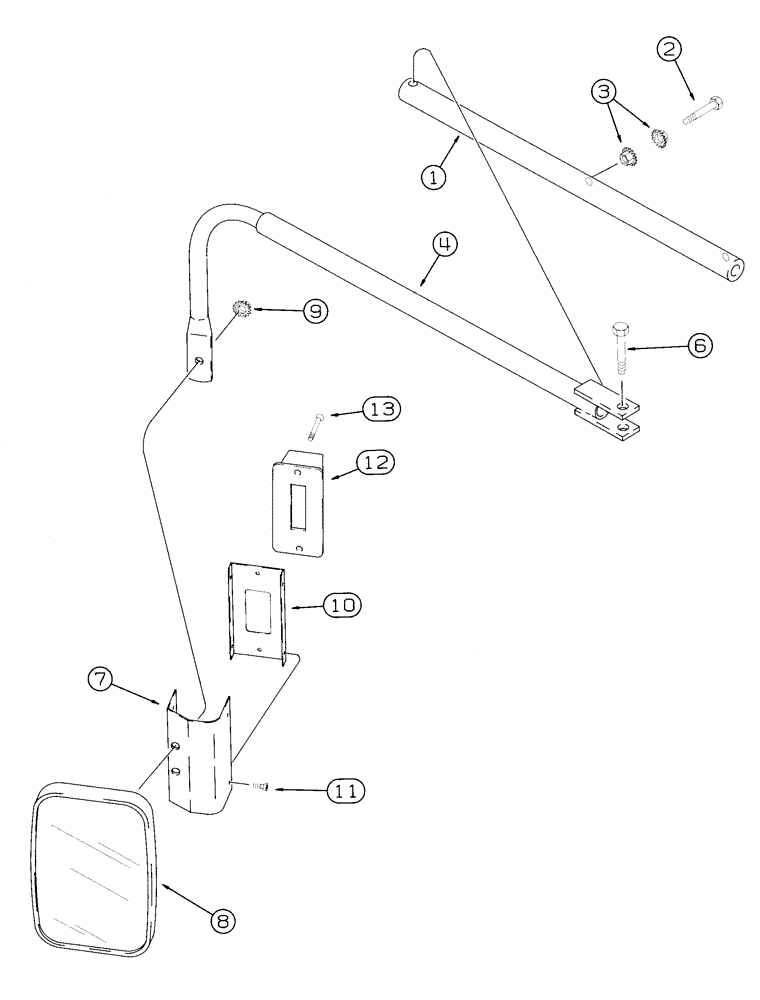 Схема запчастей Case IH 2155 - (9E-54) - CAB, REAR VIEW MIRROR WITH WARNING LAMP (10) - CAB & AIR CONDITIONING