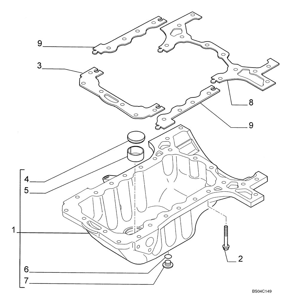 Схема запчастей Case IH 435 - (02-11) - OIL PUMP, PAN (02) - ENGINE