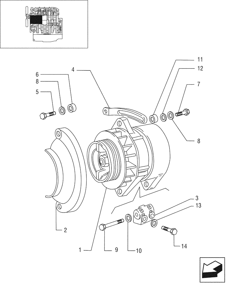 Схема запчастей Case IH JX95 - (0.40.0/01) - ALTERNATOR - TIER 1 ENGINE (01) - ENGINE