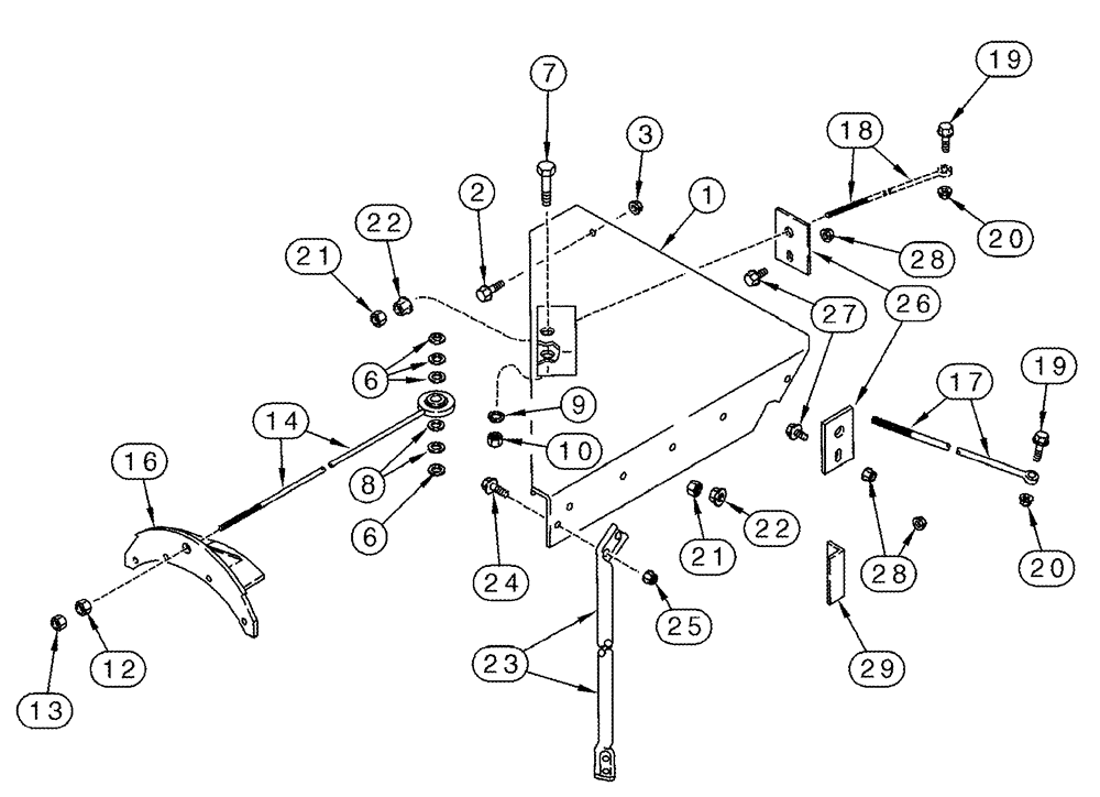 Схема запчастей Case IH 2377 - (09E-13) - UNLOADER - SUPPORTS (17) - GRAIN TANK & UNLOADER