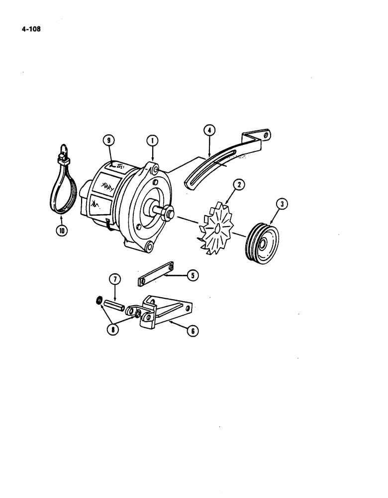 Схема запчастей Case IH 782 - (4-108) - ALTERNATOR GENERATOR MOUNTING (06) - ELECTRICAL SYSTEMS