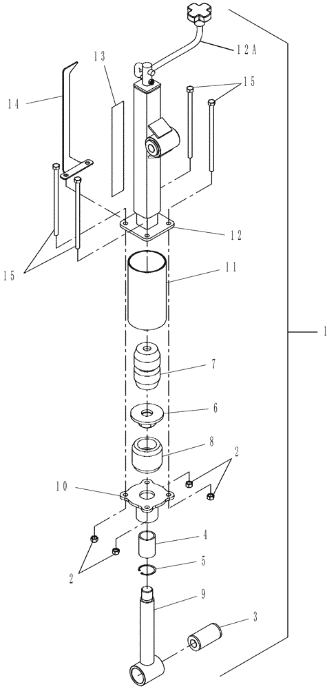 Схема запчастей Case IH DH212 - (20.03.16) - FLOAT SPRING & JACK (15) - CROP CONDITIONING