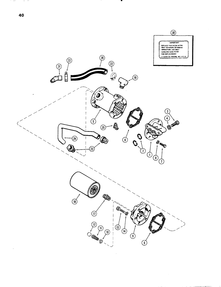 Схема запчастей Case IH 336D - (040) - OIL FILTER AND HEAT EXCHANGER, ENGINE LESS FUEL DEVICE, 336DT AND 336D DIESEL ENGINES, 56B, 57C 