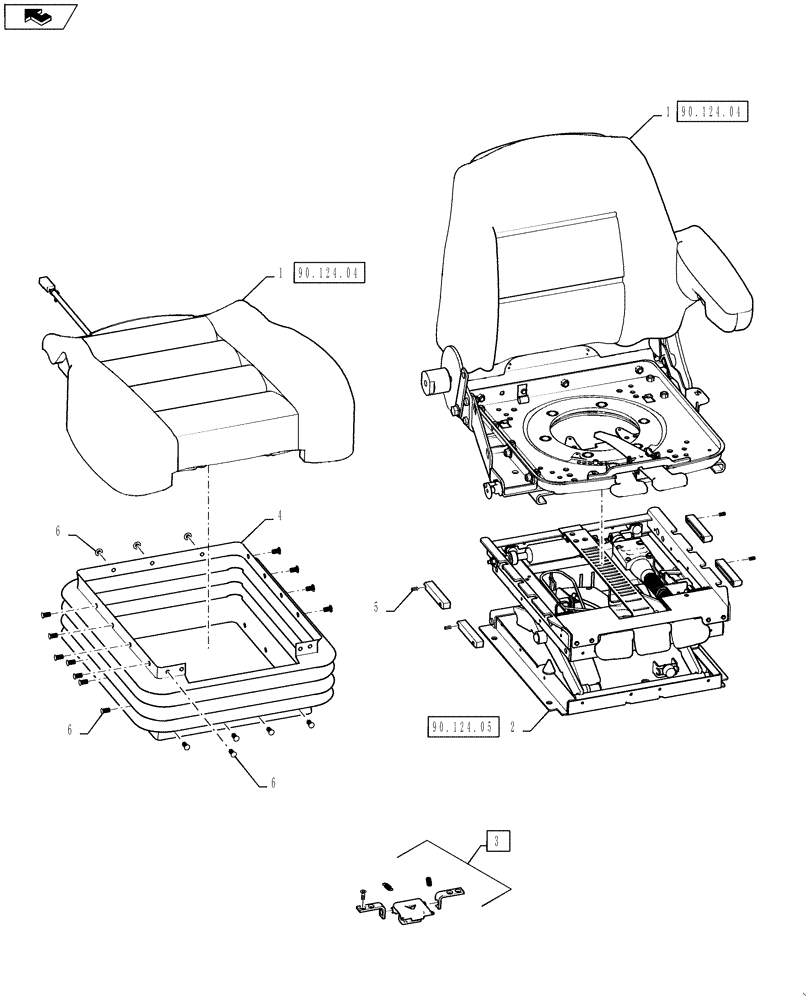 Схема запчастей Case IH 4420 - (01-016[02]) - DELUXE SEAT ASSEMBLY, SN Y9T026002 AND AFTER Cab Interior