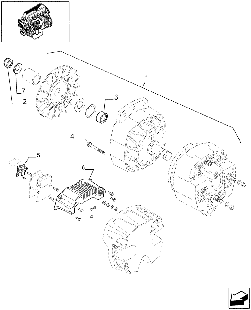 Схема запчастей Case IH 9120 - (55.301.03[03]) - ALTERNATOR COMPONENTS - 9120 (55) - ELECTRICAL SYSTEMS