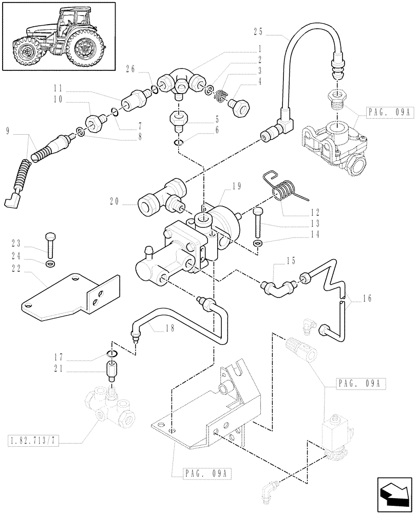 Схема запчастей Case IH MXM140 - (1.68.6/03[10A]) - (VAR.385/2) TRAILER AIR BRAKE ITALY - AIR BRAKE CONTROL VALVE - D5339 (05) - REAR AXLE