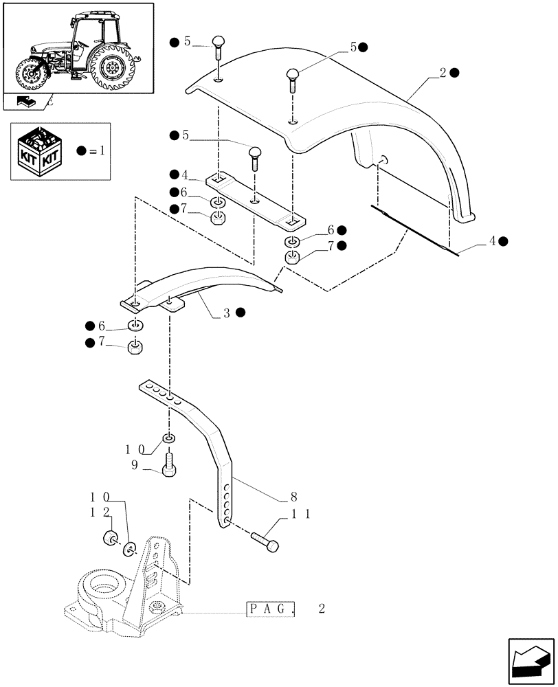 Схема запчастей Case IH FARMALL 85C - (1.43.0/03[01]) - NARROW DYNAMIC FRONT FENDERS (4WD) (VAR.338486) (04) - FRONT AXLE & STEERING