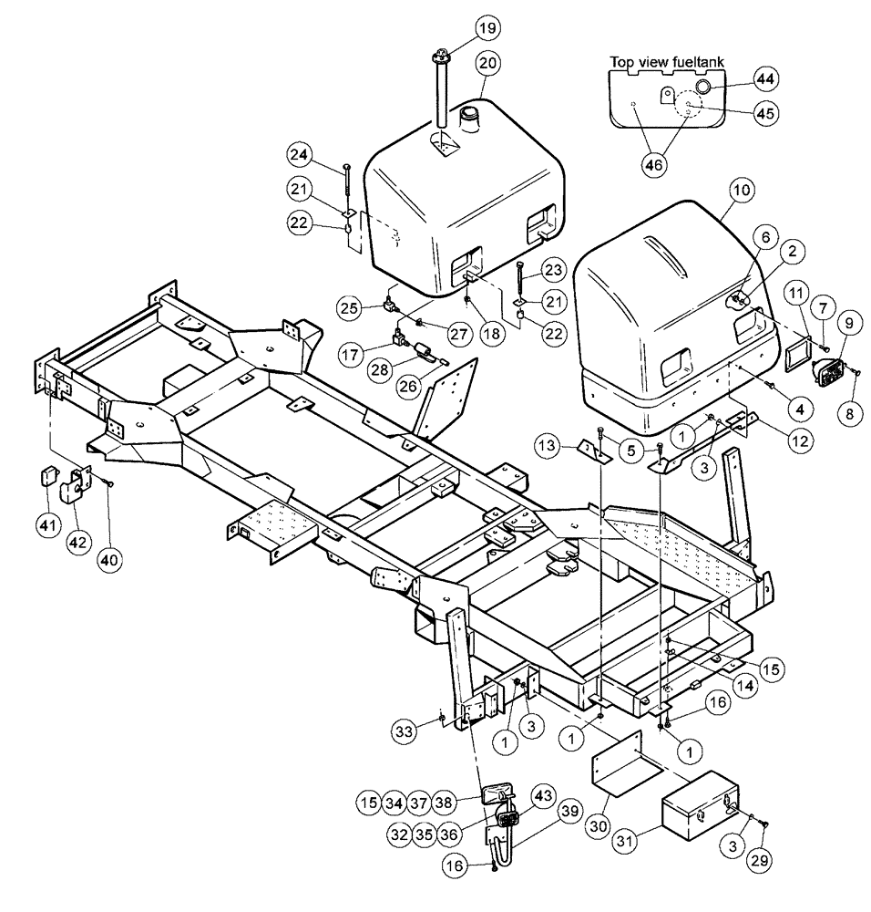 Схема запчастей Case IH PATRIOT 150 - (04-002) - HOOD, FUEL TANK, MIRRORS, TOOLBOX Suspension & Frame