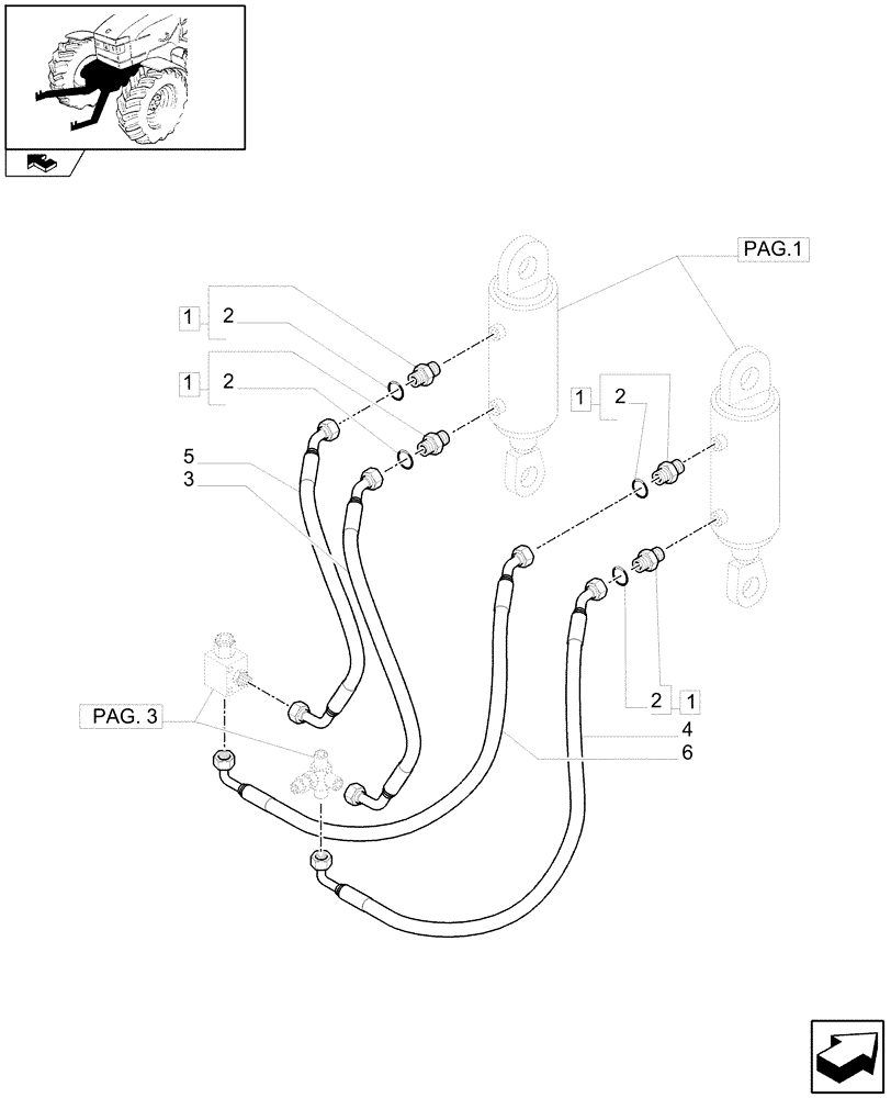 Схема запчастей Case IH PUMA 125 - (1.81.9/02[02]) - NOT INTEGRATED FRONT HPL WITH 6 SPLINES PTO - LIFT CYLINDER PIPES - C6335 (VAR.330813) (07) - HYDRAULIC SYSTEM