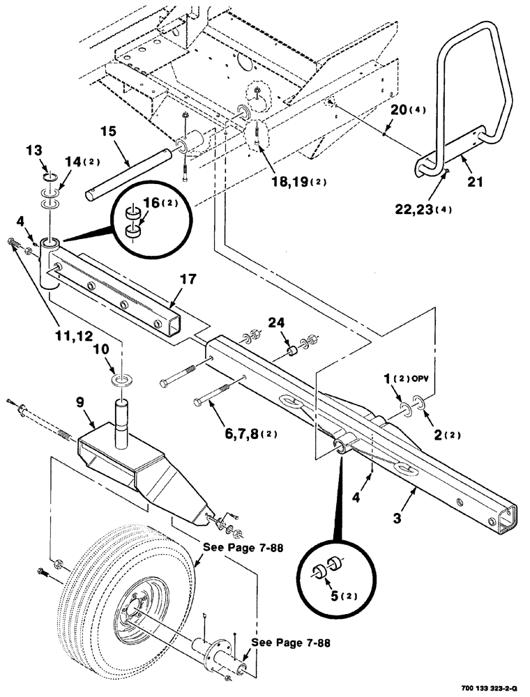 Схема запчастей Case IH 8880 - (07-084) - TAIL WHEEL AND AXLE ASSEMBLY - RIGHT (44) - WHEELS