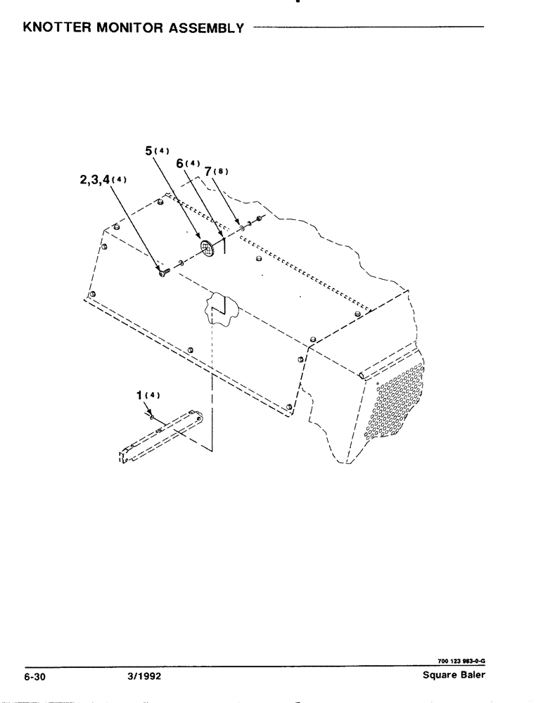 Схема запчастей Case IH 8570 - (6-30) - KNOTTER MONITOR ASSEMBLY (14) - BALE CHAMBER