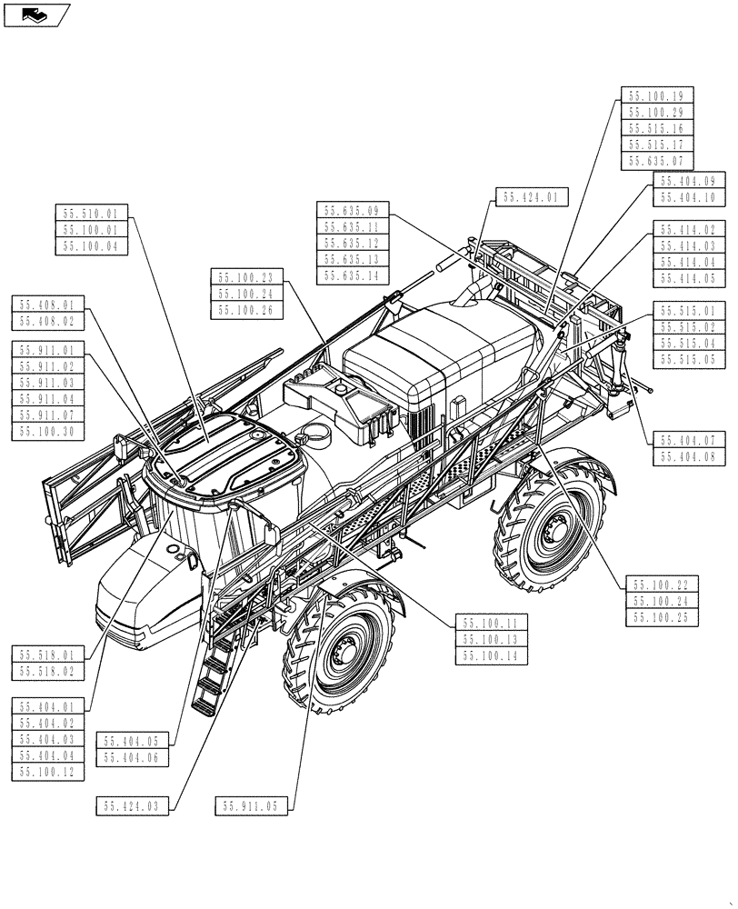 Схема запчастей Case IH 4430 - (00.000.55[01]) - PICTORIAL INDEX - ELECTRICAL SYSTEMS (00) - GENERAL & PICTORIAL INDEX