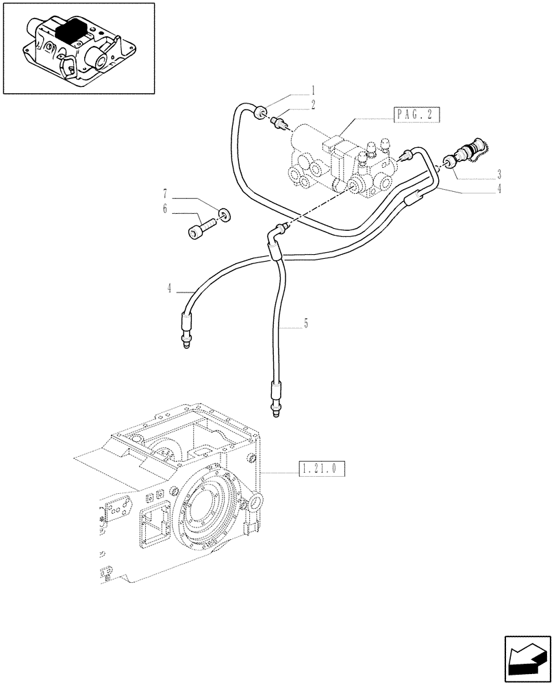 Схема запчастей Case IH MXU100 - (1.82.7/18[03]) - (VAR.352/1) 4 (EDC) CONTROL VALVES WITH TRAILER BRAKE VALVE - VALVE PIPES (07) - HYDRAULIC SYSTEM