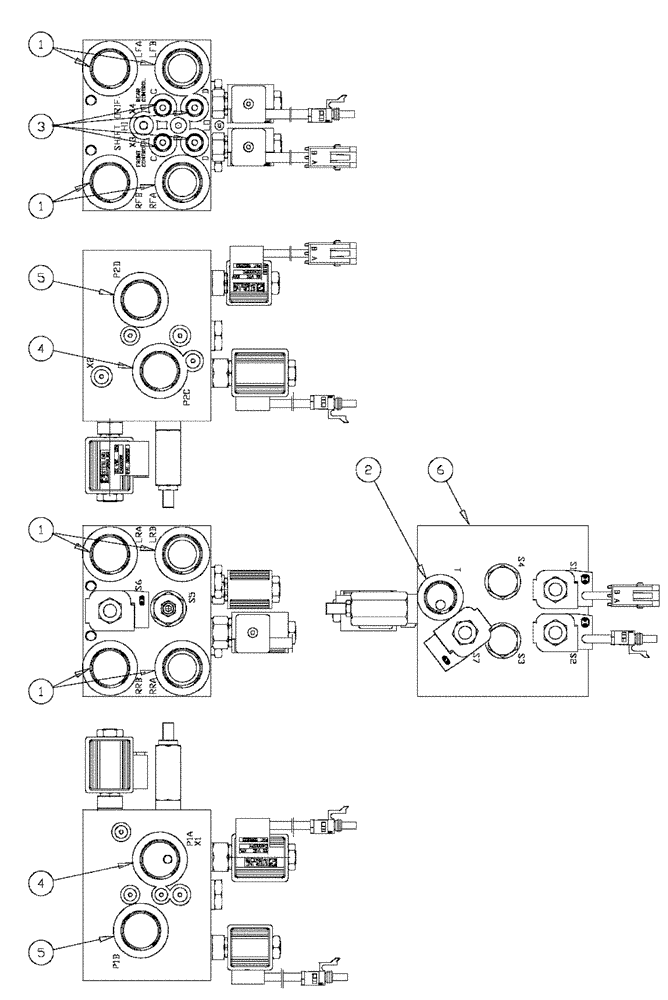 Схема запчастей Case IH SPX2130 - (06-011) - SHIFT BLOCK WITH FITTINGS ASSEMBLY Hydraulic Plumbing