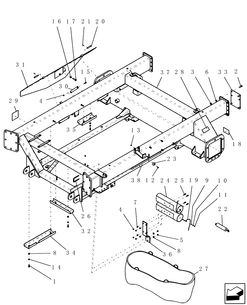 Схема запчастей Case IH ADX2180 - (E.10.B[02]) - REAR FRAME (BSN CBJ0005300) E - Body and Structure