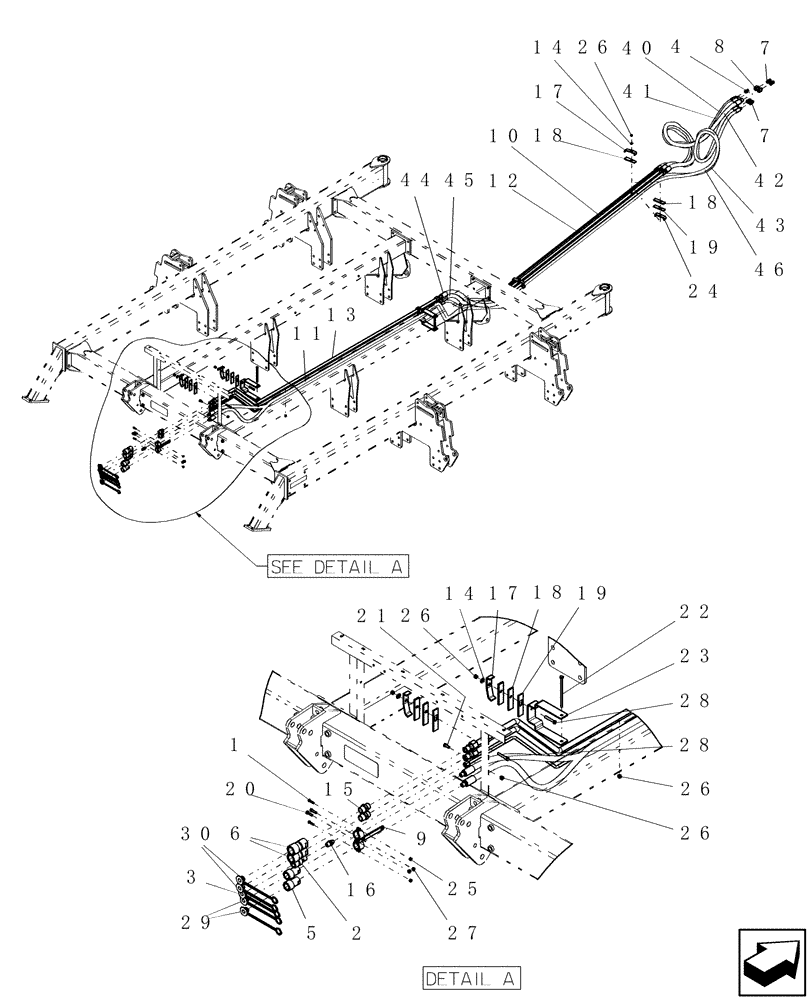 Схема запчастей Case IH ADX3430 - (A.10.A[24]) - TBH HYD LINES ACROSS SDX40 (BSN CBJ0004441) A - Distribution Systems