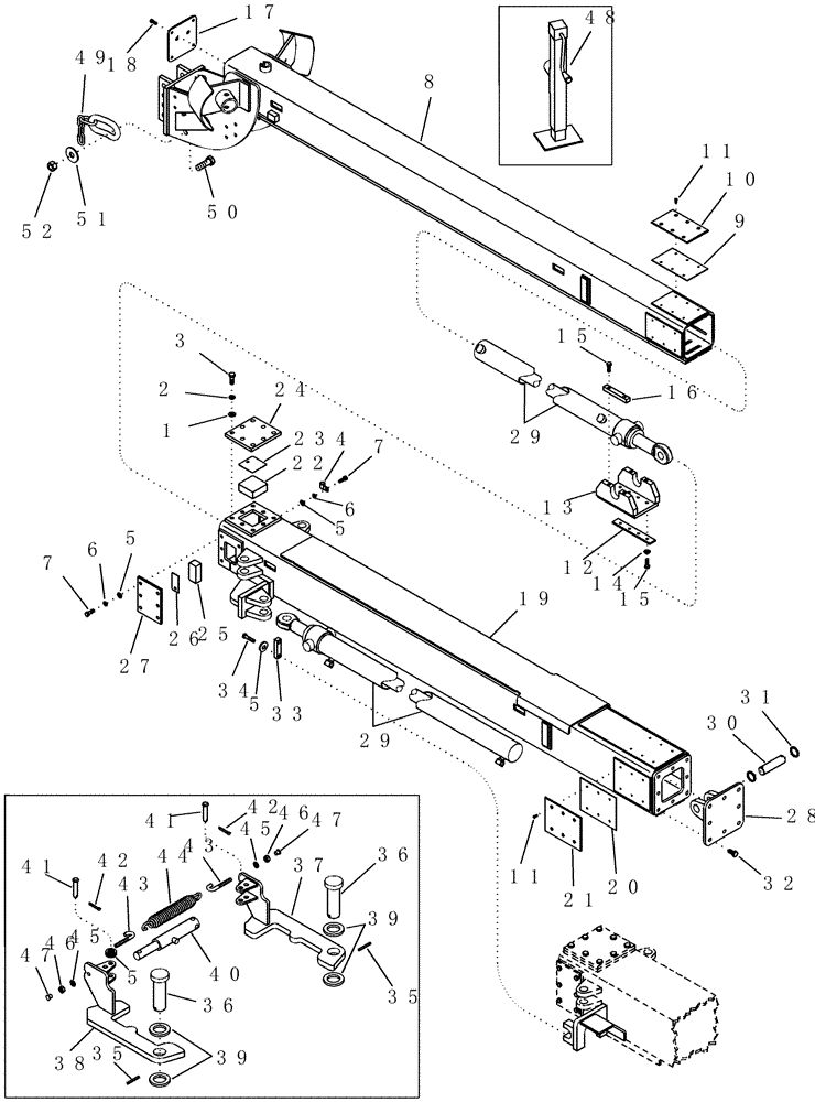 Схема запчастей Case IH 1200PT - (F.10.G[16]) - TELESCOPING TONGUE AND HITCH, 12/23 ROW & 16/31 ROW (BSN CBJ022251) F - Frame Positioning