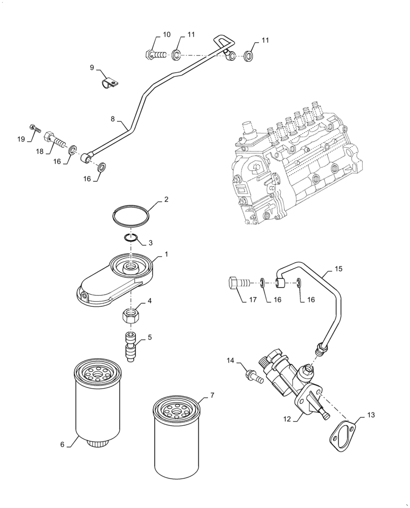 Схема запчастей Case IH 7250 - (3-026) - FUEL FILTER AND TRANSFER PUMP, 6TA-830 ENGINE, PRIOR TO TRACTOR PIN JJA0064978 (03) - FUEL SYSTEM