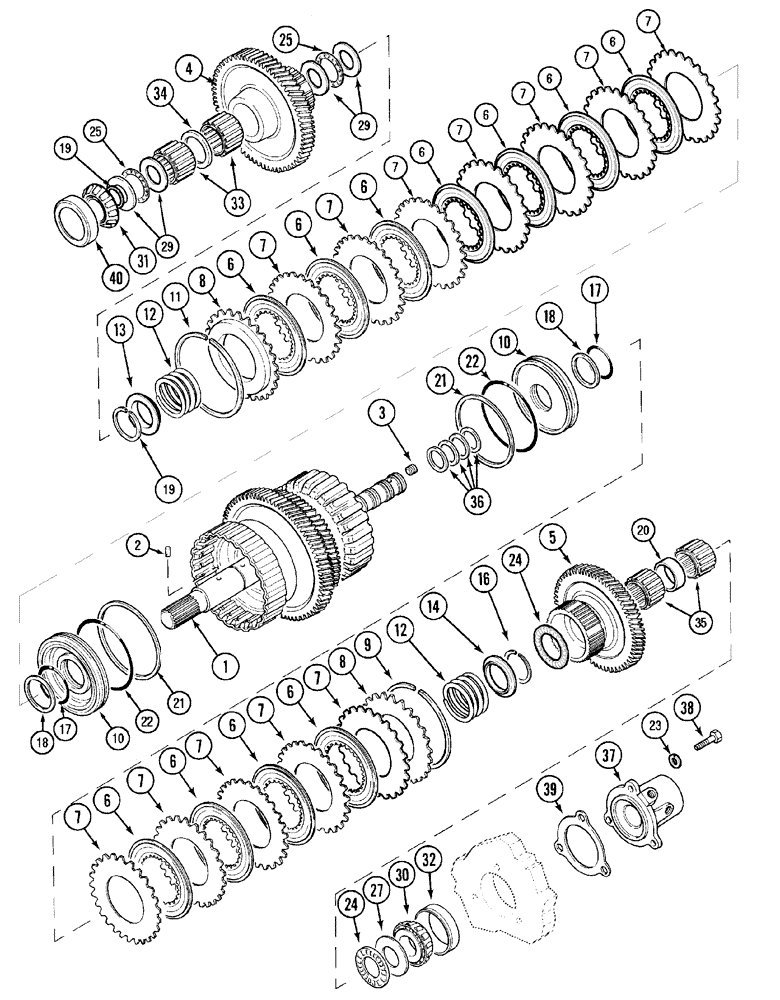 Схема запчастей Case IH MX170 - (06-03) - SPEED TRANSMISSION - DROP SHAFT (21) - TRANSMISSION