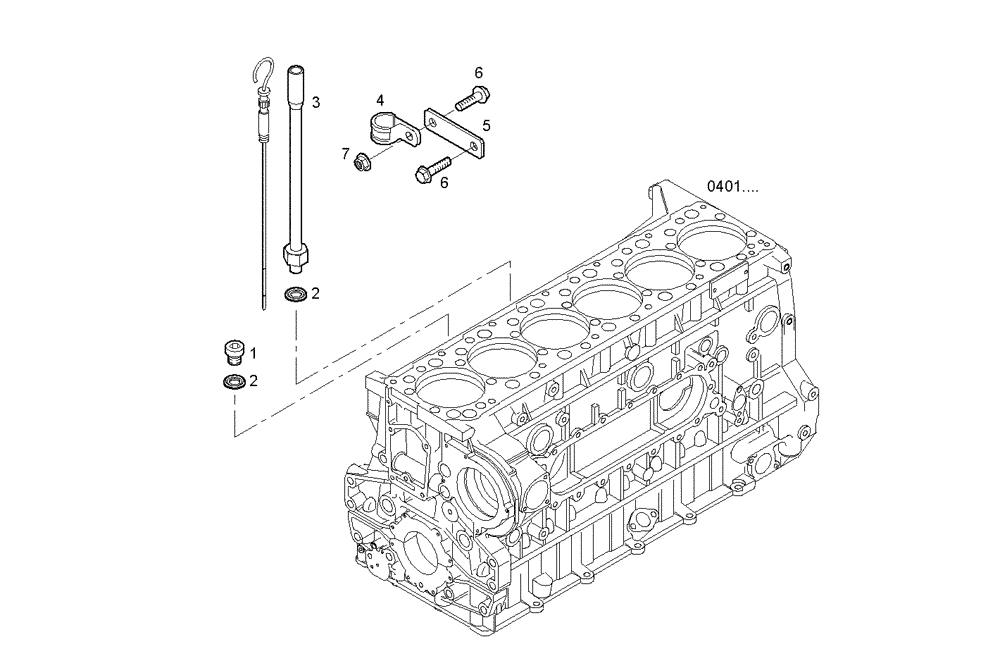 Схема запчастей Case IH F3BE0684N E906 - (2712.028) - OIL DIPSTICK PIPE 