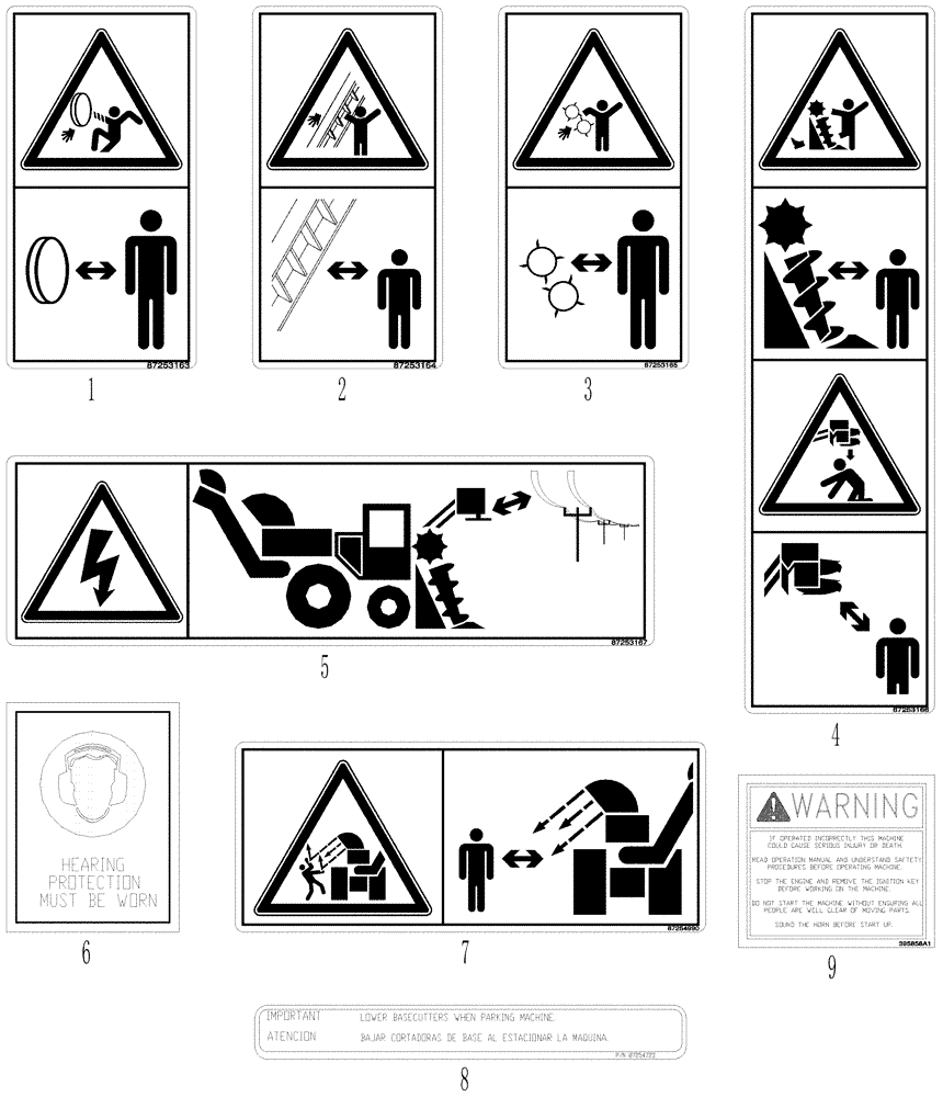 Схема запчастей Case IH A7000 - (D01.02[02]) - Safety Decals {English} (12) - CHASSIS