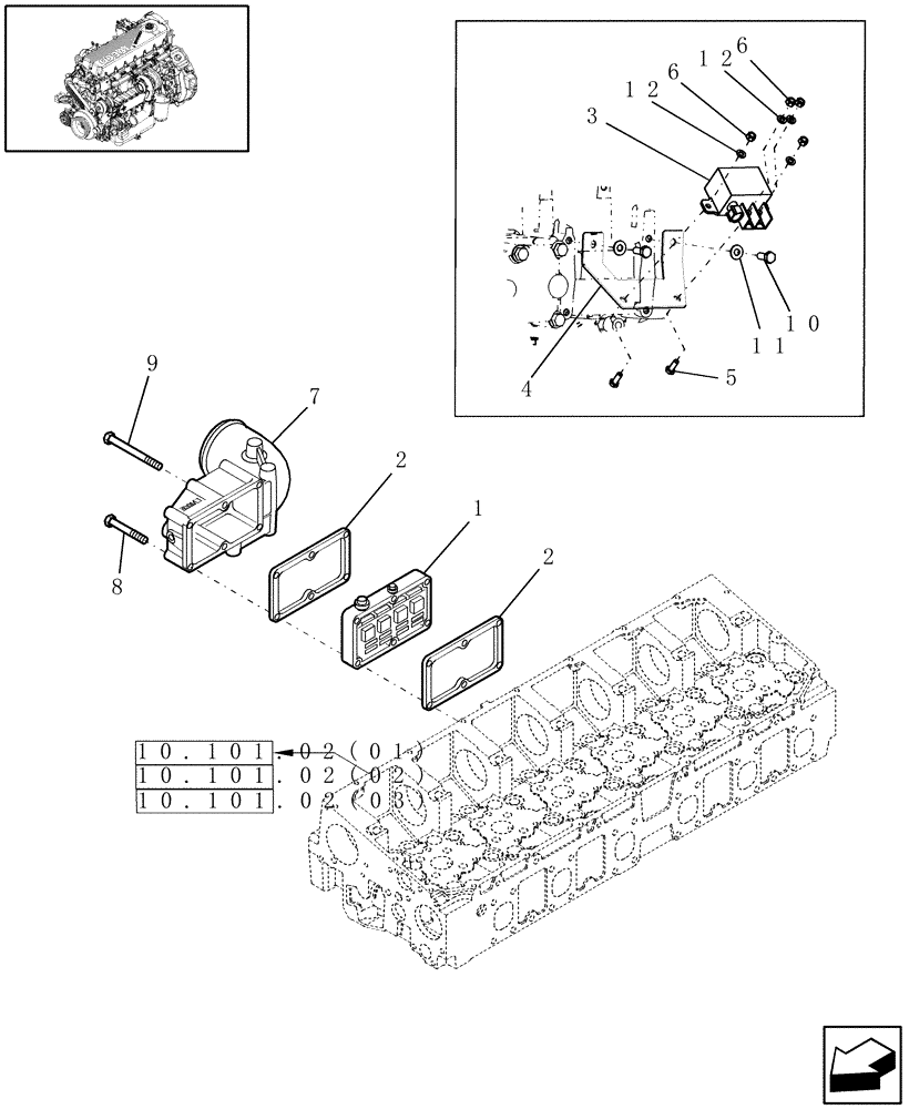 Схема запчастей Case IH 7010 - (10.254.01[01]) - INTAKE MANIFOLD & HEATER - 7010 (10) - ENGINE