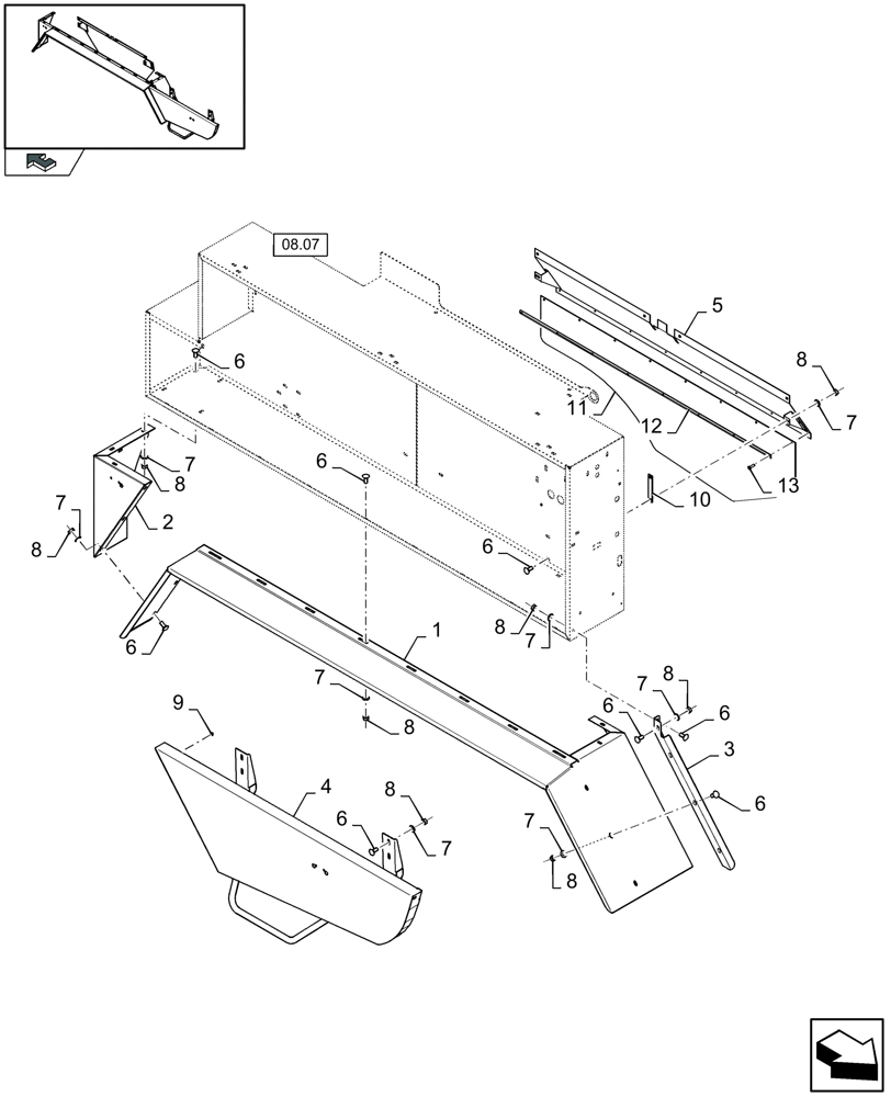 Схема запчастей Case IH LB333S - (08.19[01]) - LOWER SHIELDS, LARGE TANDEM AXLE, RH (08) - SHEET METAL/DECALS